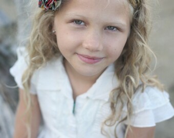 Alexander Henry Mocca and Hollywood Fabric Flower Headband / Fabric Flower Headband / Children Headband / Hard Headband