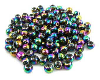 30 metallic 6 mm teal glass beads