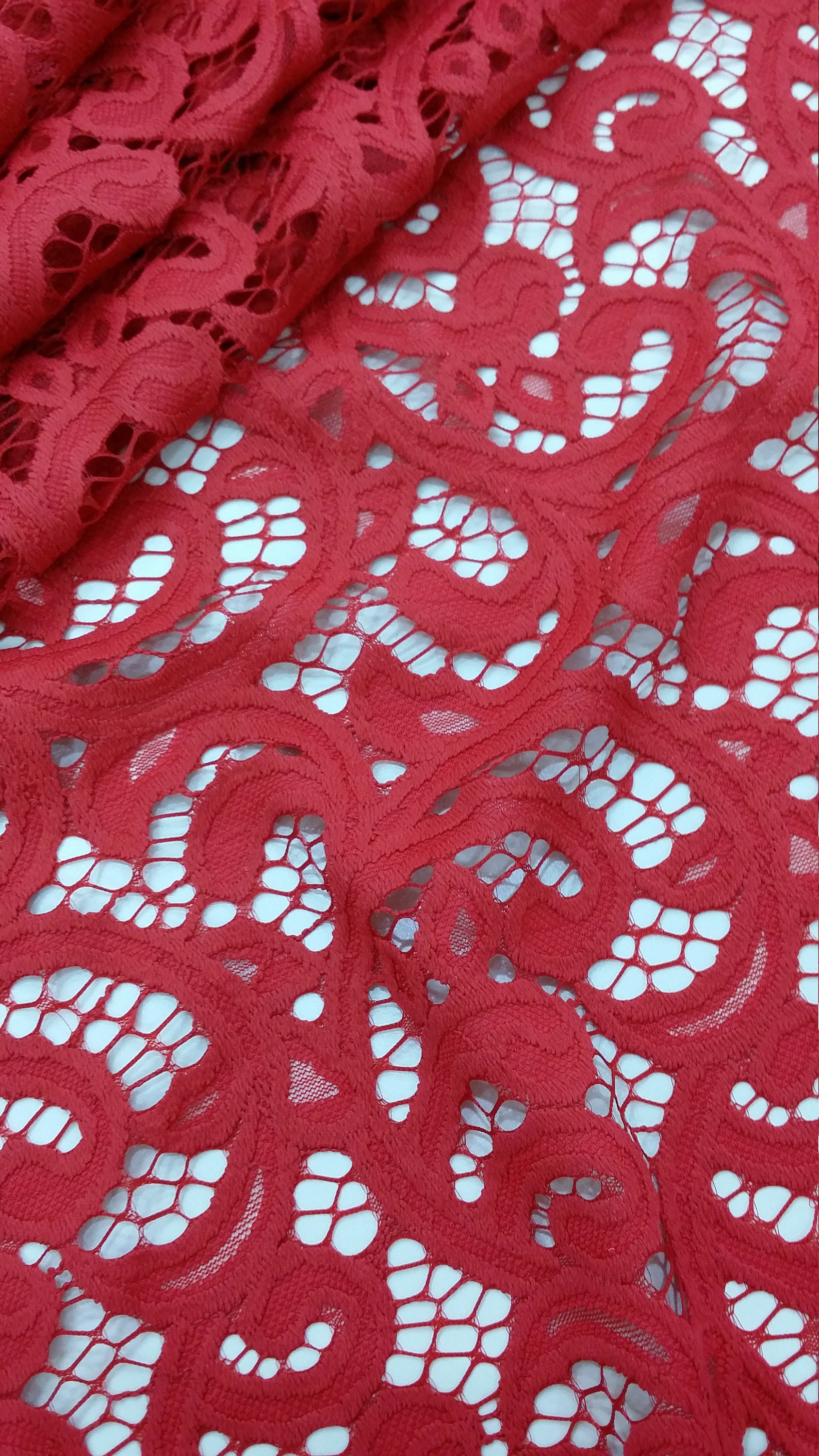 Red Lace Fabric By The Yard French Lace Embroidered Lace Wedding Lace Bridal Lace White Lace 4298