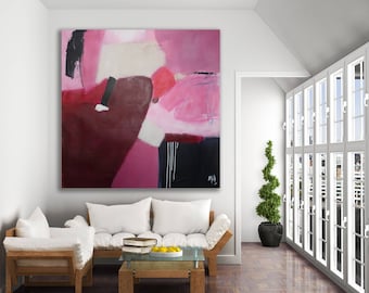 Pink Abstract Painting / Original Art / XL Pink Painting / Magenta Painting / Large Abstract Art