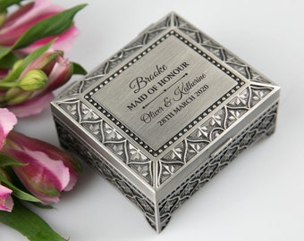 Engraved Silver Jewellery Ring Box