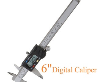 digital caliper metric or SAE measurements hand tool and storage case 6"