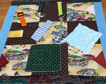 Fidget Quilt for Alzheimer Patients, Gift for Grandparent, Wheelchair Activity, Rehab Tool, Father's Day Gift,