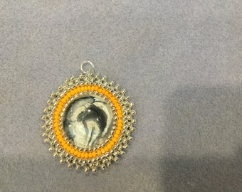 Bead embroidered pendant