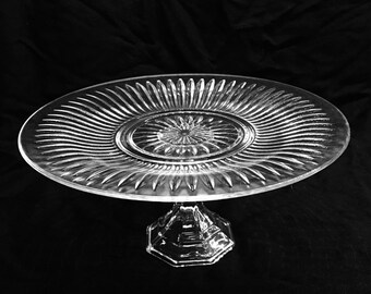 Clear Glass Cake Stand, Wedding, Wedding Cupcake Plate, Wedding Cake Pedestal, Cupcake Pedestal