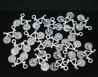 10 pieces Antique Silver Bicycle Charms
