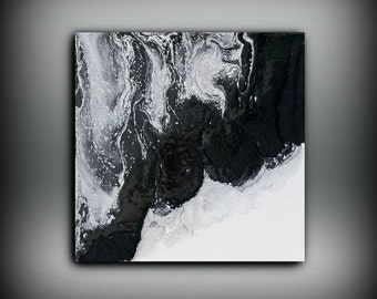 Art Painting Acrylic Painting Abstract Art Small Wall Art Black and White Home Decor Small Canvas Art, Small Wall Hanging 10 x 10