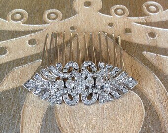 Art Deco rhinestone hair comb, rhinestone, 1920s, weddings, rustic, bridal, jewelry, country, decorative, hair comb, Art Deco, hair slide