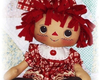 Cloth Doll PATTERN, PDF pattern, Primitive Rag Doll Pattern, Sewing Pattern, Raggedy Ann Annie Pattern, Instant Download, Digital Download