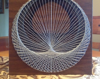 3-D abstract nail and string art