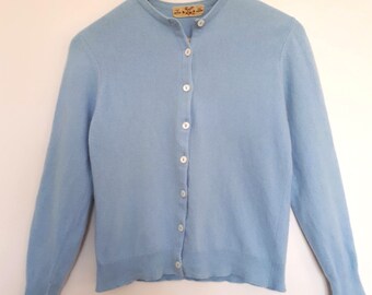 1960's blue cashmere cardigan, Braemar, made in Scotland