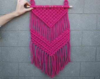 Bohemian wall decor Magenta wall hanging Bright home decor Girl's room decor Boho tapestry Macrame wall hanging Housewarming gift for her