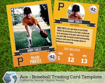 Ace: Baseball Trading Card - 2.5" x 3.5" Photoshop Template for Designers, Photographers, Parents, and Coaches