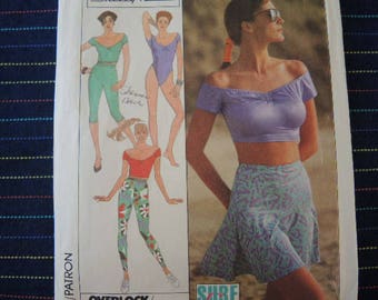 Vintage 1980s Simplicity sewing pattern 8560 misses pull on pants in two lengths and skirt bodysuit and pullover top size 10-12-14