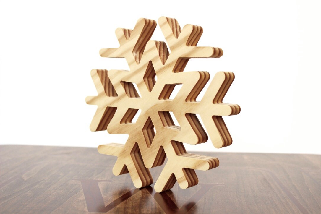 Large wood snowflake ornament Wooden snowflake Christmas