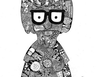 Tina Belcher Zentangle Bob's Butgers Print 12X17