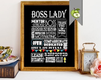 Boss Day, appreciation gift, Boss lady, female gift, boss manager, boss week, thank you boss, Typographic, Digital, printable, retirement