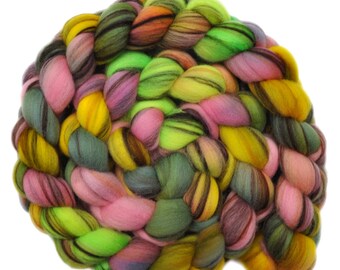 Hand dyed roving - 21.5μ Merino wool combed top spinning fiber - 4.1 ounces - Easter Eggs 1
