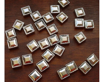 Pewter Beads Antiqued Silver Stud-Style Squares 7-8mm - 30