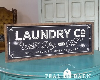 Laundry Co Wash Dry and Fold Sign -- Farmhouse Magnolia Fixer Upper Joanna
