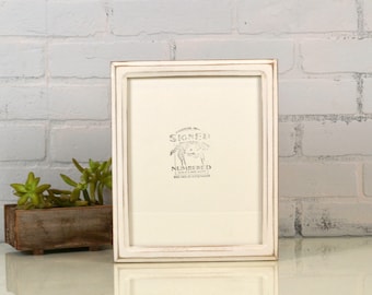 8x10 Picture Frame in Double Cove Style with Vintage White Finish - IN STOCK - Same Day Shipping - Rustic Solid Wood Frame 8 x 10