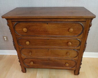 Antique 1800s 4-Drawer Mahogany Wood Chest / Dresser Camino Collective