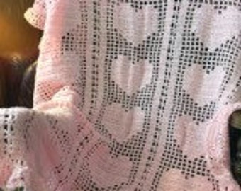 Crochet Baby Blanket - Pink Heart