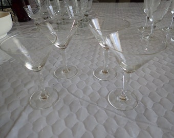 4 (Four) Radio Brand Fine Glasses Hand Crafted Japan Wine Glasses 4 7/8" Wheat Spray Blown Glass