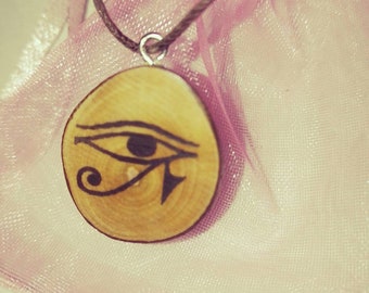 Eye of Horus All Seeing Eye Necklace / Earrings Wooden Charm Brown Eco Friendly Handmade Personalised Charms Wood Hand made Jewellery #Etsy