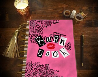 Burn Book Mean Girls Laminated Planner Cover for Erin Condren Life Planner, Plum Paper Planner, or Happy Planner