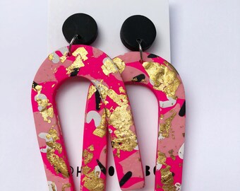 Frida - Polymer clay statement dangle earrings