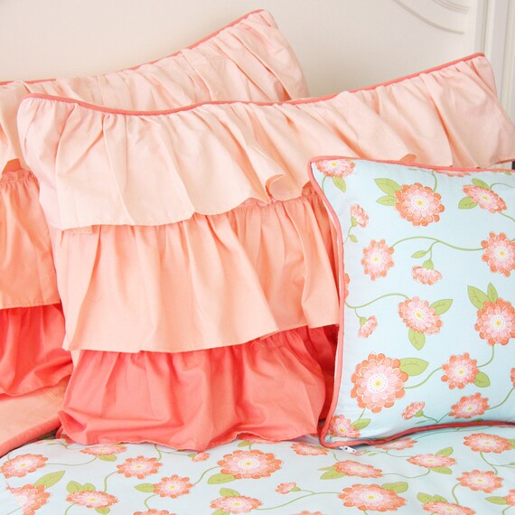 Coral Peach Ruffle Pillow Sham