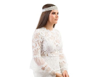 Grace Bohemian Tulle Headpiece - Silver