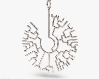 science jewelry: silver phylogenetic tree necklace - 3D printed tree of life pendant - wearable evolution - Darwin - origin of species