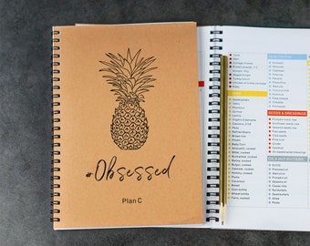 80 Day Obsession Planner Tracker 80 Day Obsessed Journal Plan A B C D E 1800 Calorie 90 pages daily REFEED DEPLETE pineapple