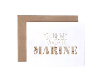 You're My Favorite Marine - Military Greeting Card, Deployment/Basic Training/AIT/BCT Card, Marine Corps Card, Military Care Package Card