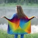 Rainbow Hand Knit oversized Sweater coat for Women designer wool original creative cape long sleeve boho cardigan Trendy plussize clothing
