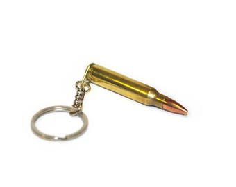Stylish real shot ammo bullet cartridge brass keychain keyring .223