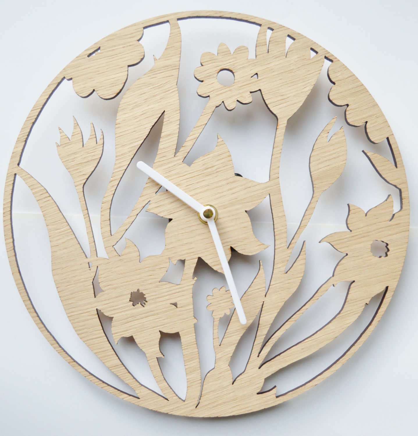 Floral Design clock Laser cut clock wooden clock