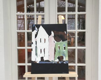 hOuSEs painting - acrylic-size 41 x 58 on wood hardboard-colorful houses