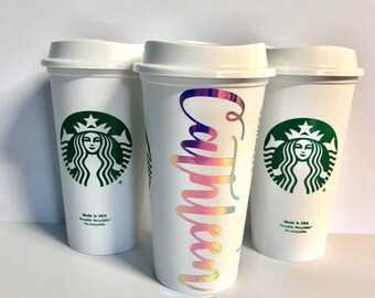 Personalized Starbucks Cups, Holographic, Christmas gift, Personalized gift, Bridesmaids Gift, Wedding Gift, Friend Gift