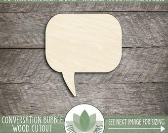 Wood Conversation Bubble, Cutout Craft Shapes, DIY Craft Supply, Many Size Options