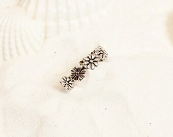 Sterling Silver Flower Toe Ring, Silver Adjustable Toe Ring, Flower Toe Ring, Silver Pinkie Ring, Silver Midi Ring, Silver Toe Ring