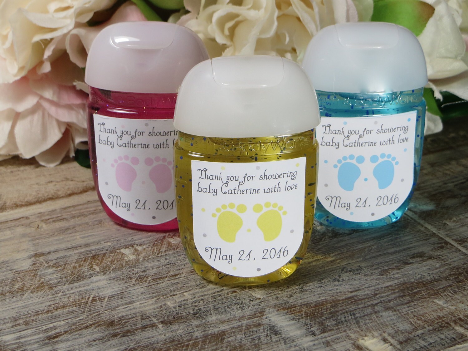 Baby shower labels Baby shower favor labels Footprints Baby