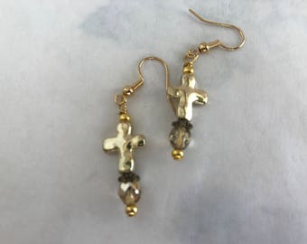 Goldtone Cross Earrings