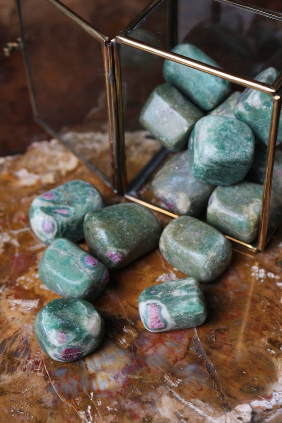 Ruby in Zoisite Tumbled Stones, Ruby Tumbled Stone, Chakra Crystals, Heart Chakra Stone, Pink Chakra Stone, Reiki Stone, Crystal Grid