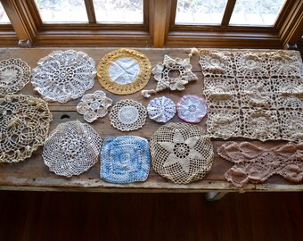 vintage lace doily lot