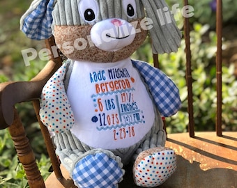 Personalized Stuffed Animal, Monogrammed Stuffed Animal, Monogrammed Cubbie, Monogrammed Bunny, Horse, Deer, Elephant, Dog, Baby Gift