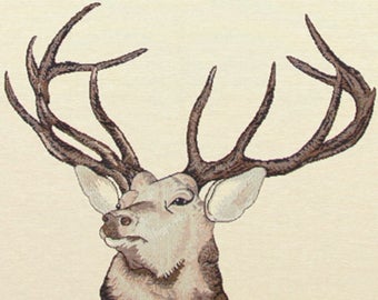 Pillow panel, deer Head, tapestry