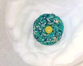 Silk Basket w/ Daffodil - Silk Tapestry Basket with Button Embellished Lid - Unique Valentine's Day, Mother's Day, Wedding Anniversary Gift
